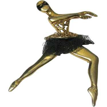 Rare MOSELL Enamel Masked Ballerina in a Rhineston