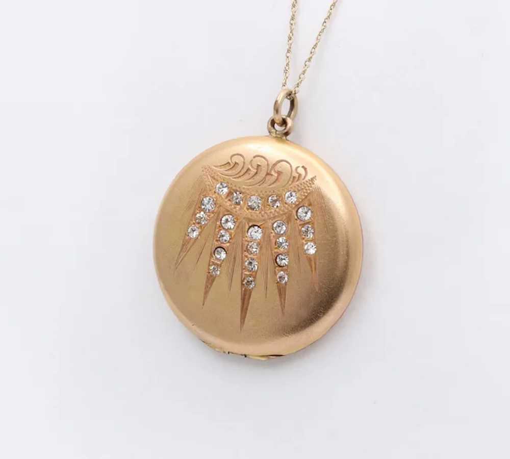 Antique VIctorian Gold Filled Paste Locket Pendant - image 3