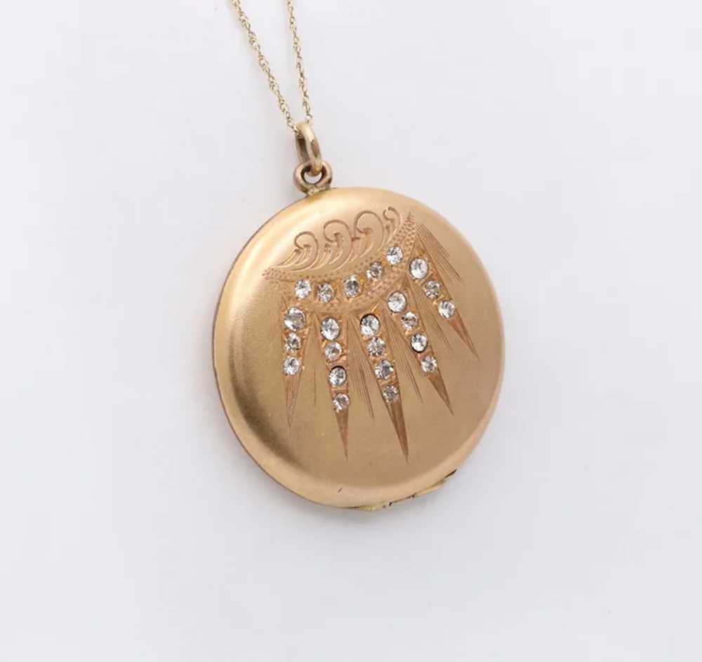 Antique VIctorian Gold Filled Paste Locket Pendant - image 4