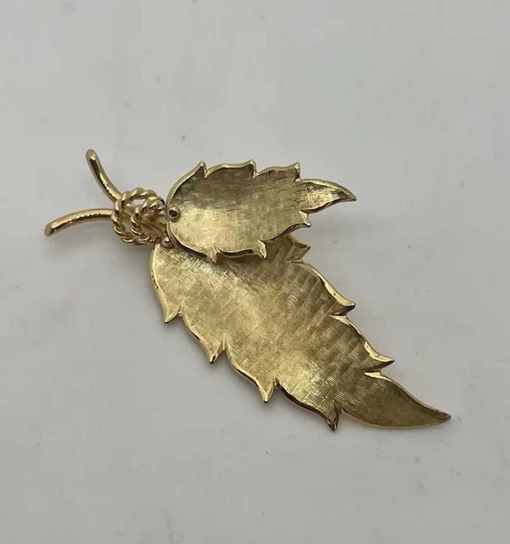 18k Yellow Gold Leaf Pendant - image 4