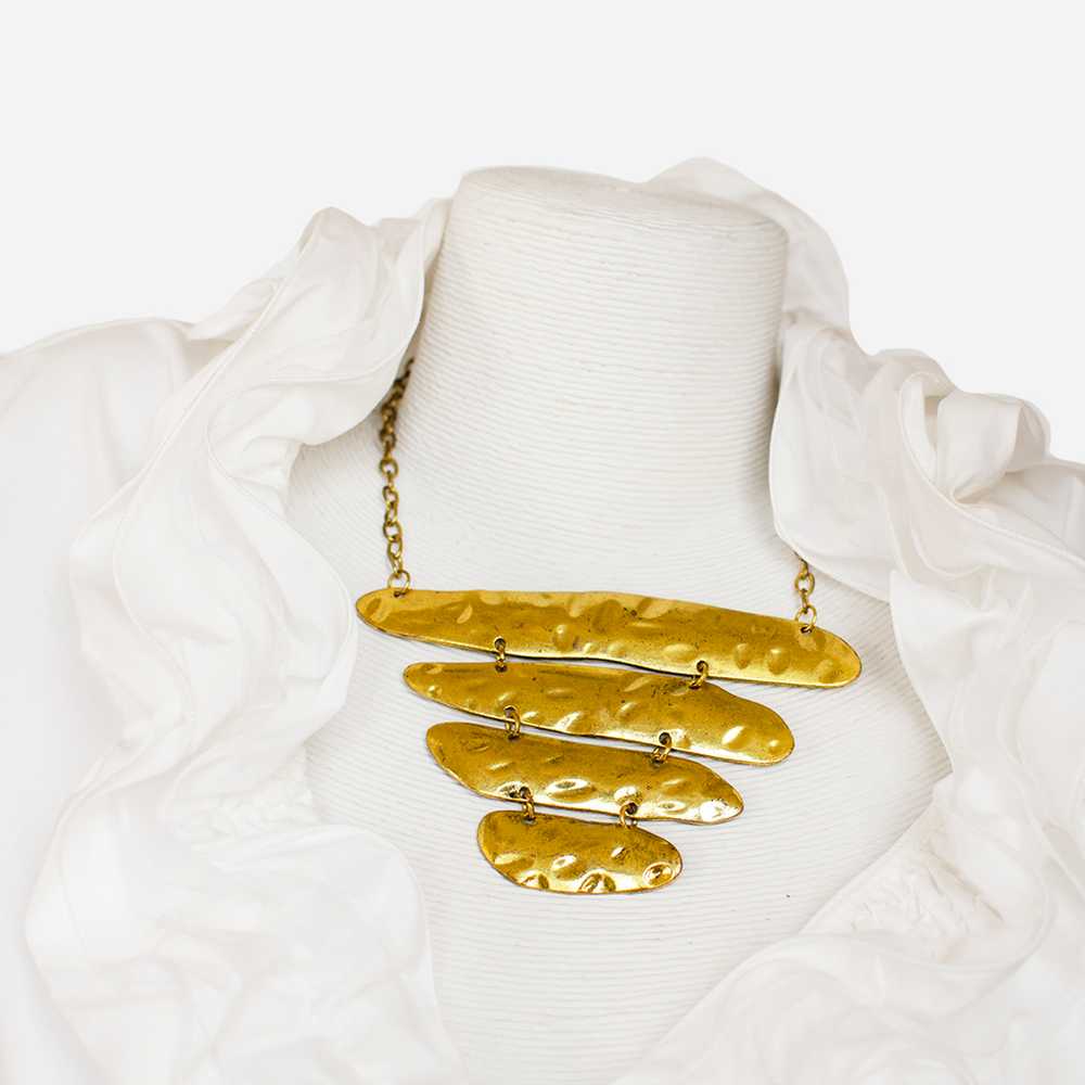Vintage Brass Choker Necklace, Brutalist Design - image 2