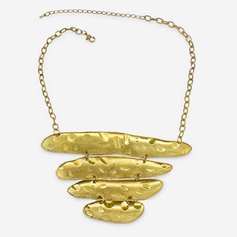 Vintage Brass Choker Necklace, Brutalist Design - image 4