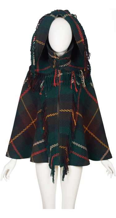 1890s Victorian Documented Plaid Wool Fringe Hoode
