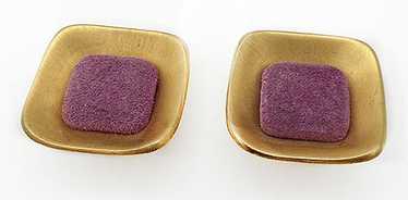 Georgiou Violet Suede Matte Gold Earrings - image 1