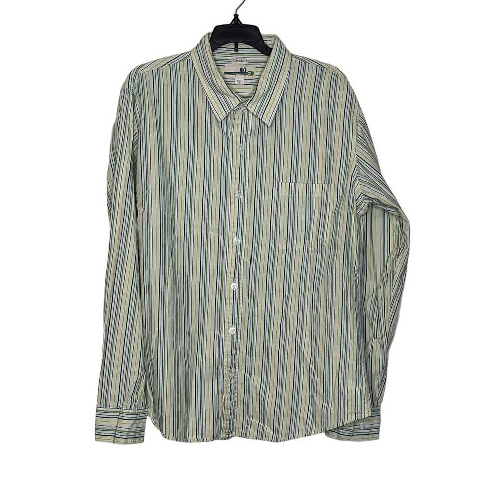 Bke BKE Buckle Shirt XL Green Striped Contour Fit… - image 1