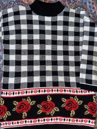 Vintage Vintage Rose Checkered Sweater - image 1