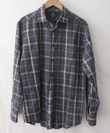 Viyella Viyella Shirt Flannel Plaid Gray Size M - image 1