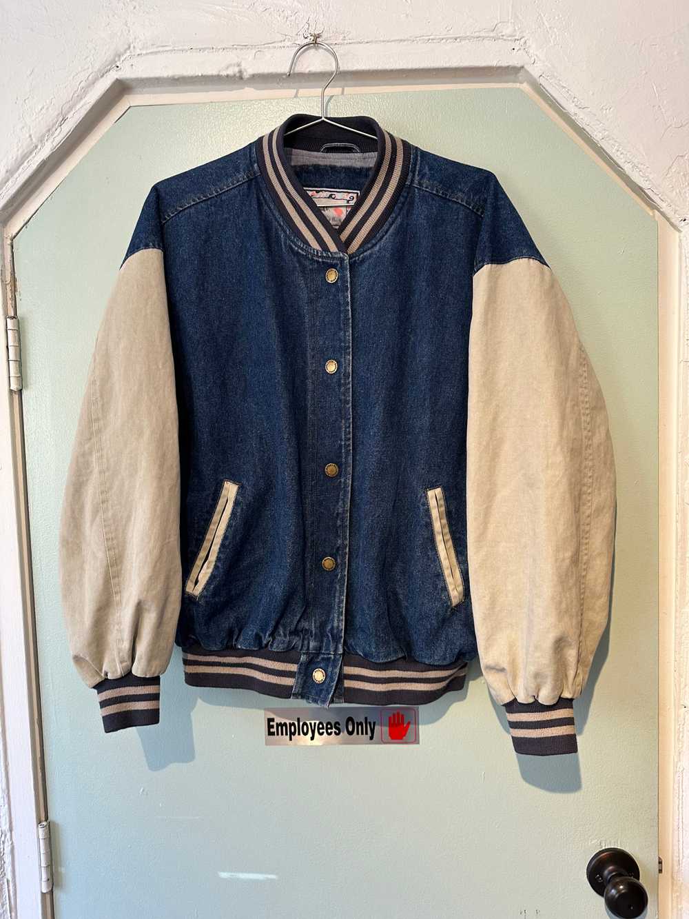 80's Bad Lands Denim Bomber Jacket - image 1