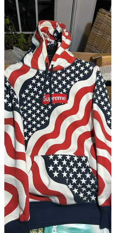 Supreme FW14 American Flag Box Logo Hooded Sweatsh