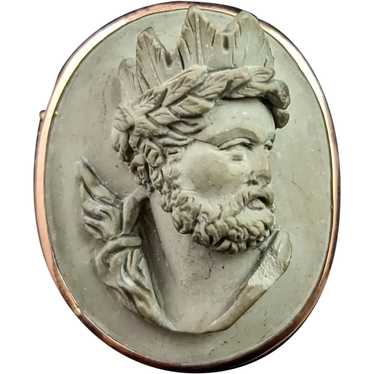 Antique Lava Cameo brooch, Helios, Victorian - image 1