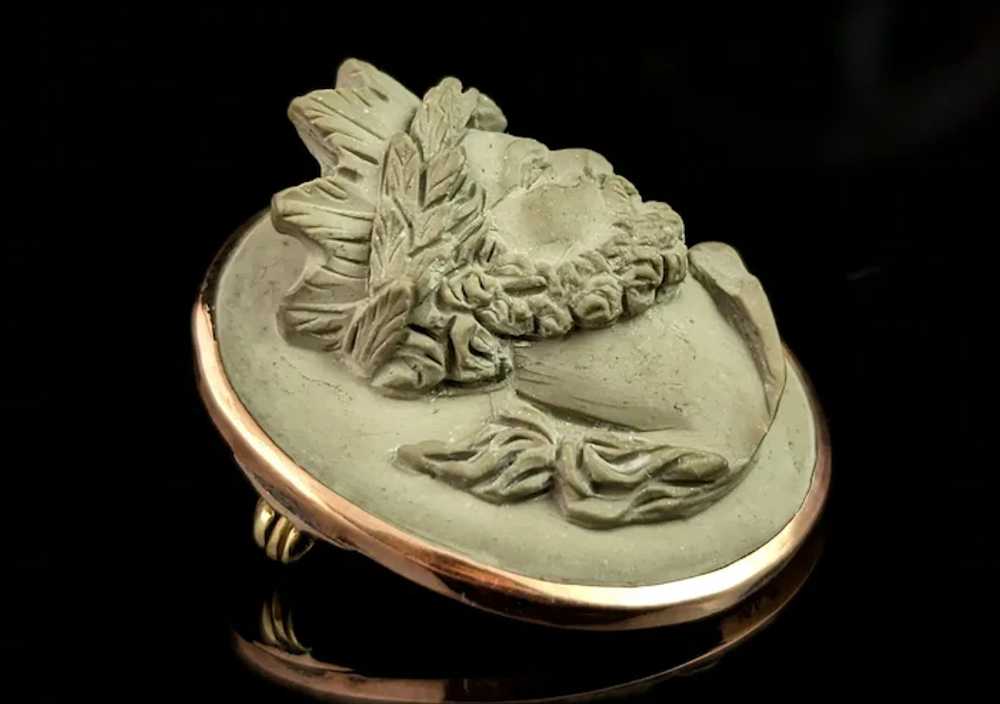 Antique Lava Cameo brooch, Helios, Victorian - image 4