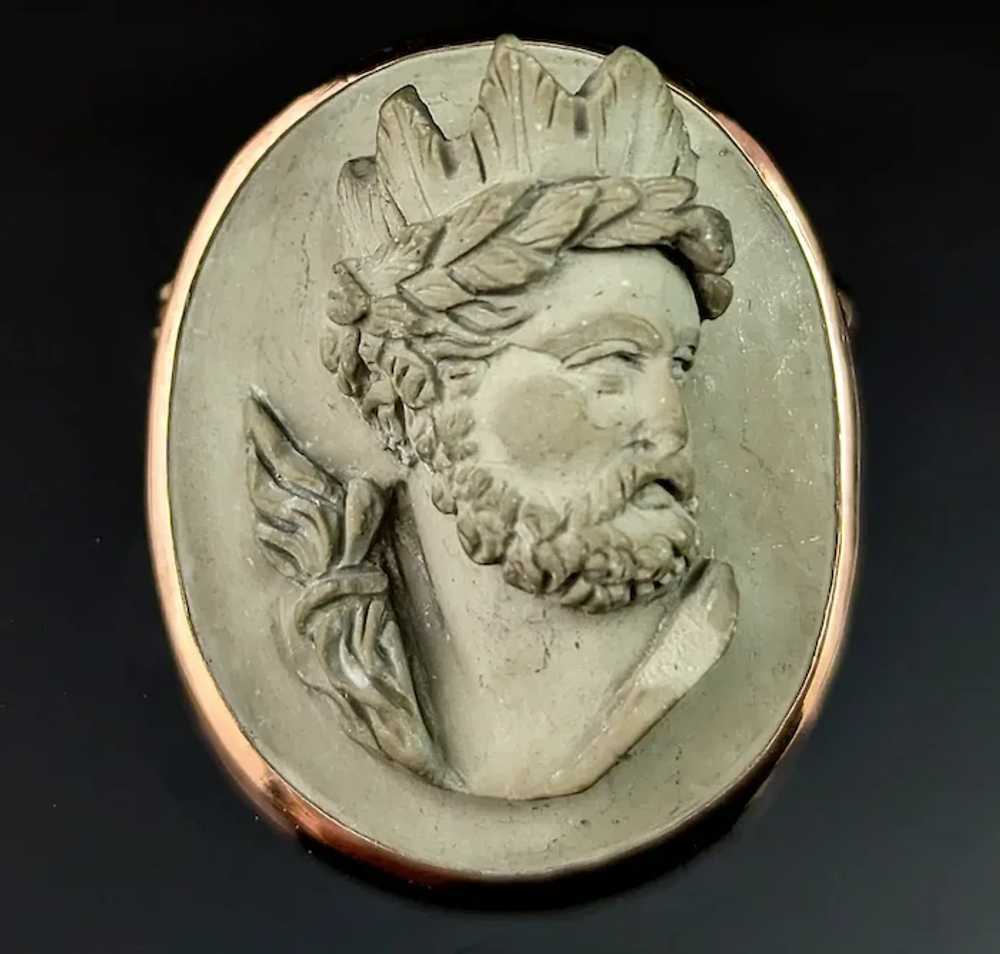 Antique Lava Cameo brooch, Helios, Victorian - image 6