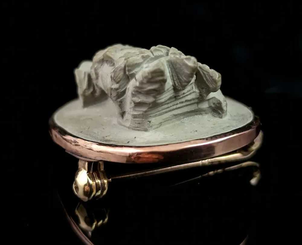 Antique Lava Cameo brooch, Helios, Victorian - image 7