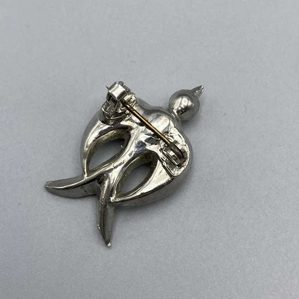 Small Vintage Clear Rhinestone Swallow Pin Brooch - image 4