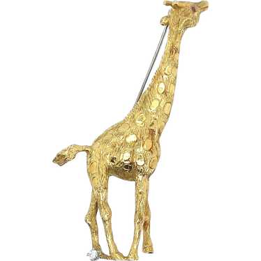 18K Yellow Gold Diamond Giraffe Brooch