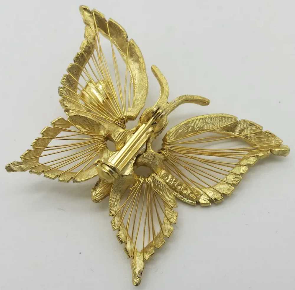 Gold tone Wire Butterfly Brooch Brooks Cultured P… - image 3