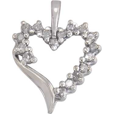 Estate .23ct Genuine Diamond 10K White Gold Heart 