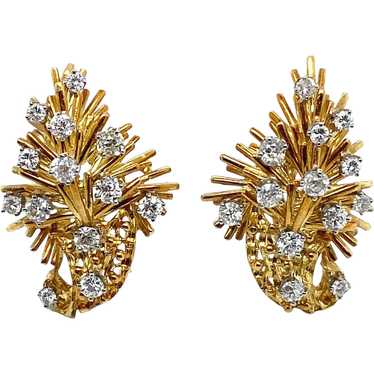 14K + 18K Yellow Gold Diamond Earrings