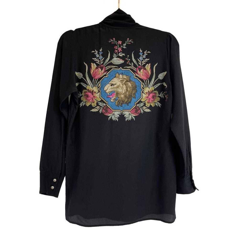 Gucci Gucci - Silk Bow Blouse with Garden Print -… - image 3