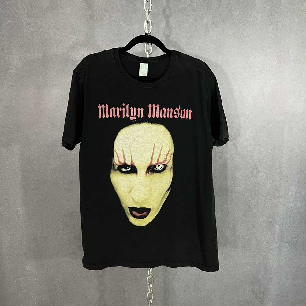 Vintage Marilyn Manson big face iconic t shirt bl… - image 1
