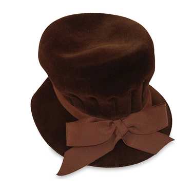 1940s Tall Hat, Brown Velvet, by Fashion Guild, S… - image 1