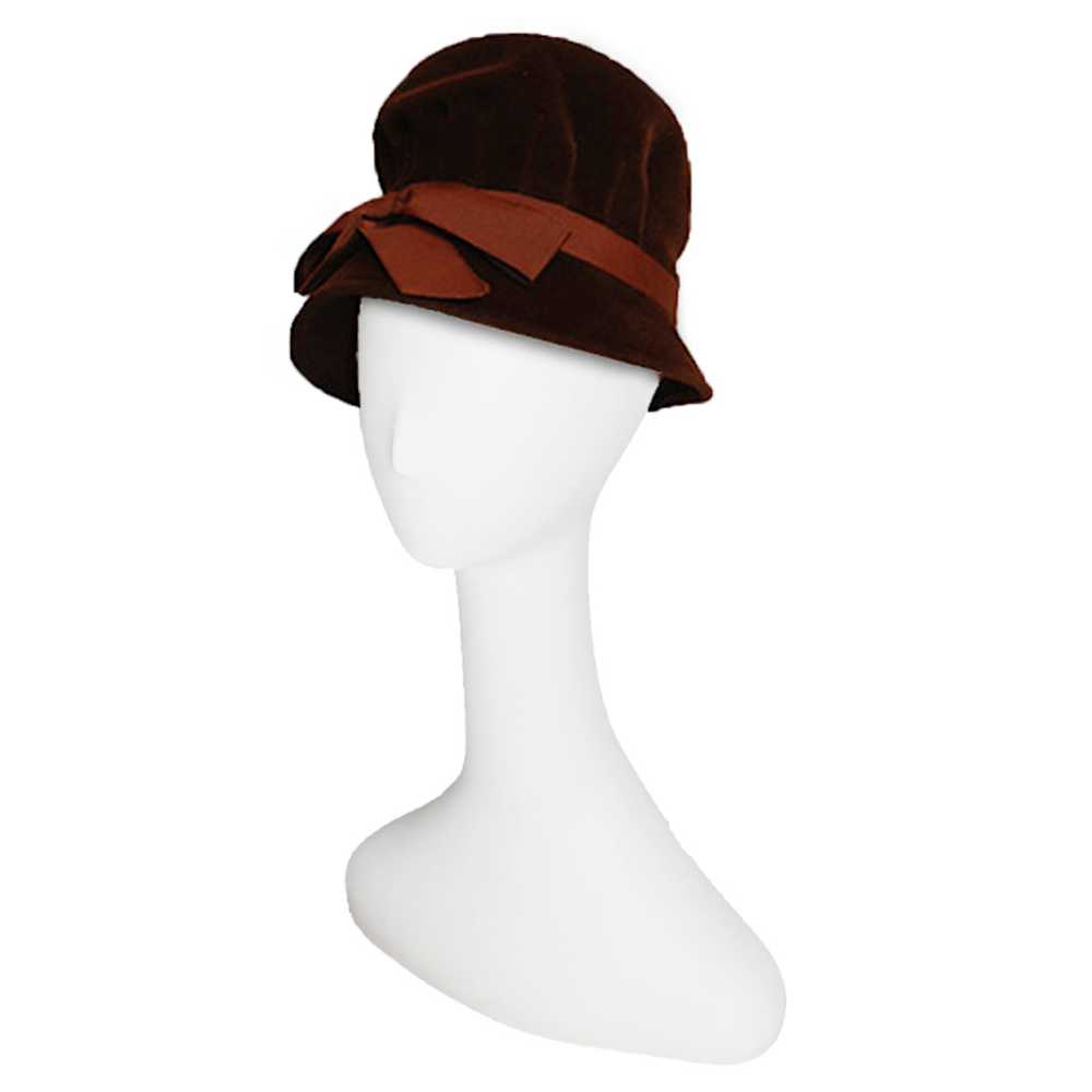 1940s Tall Hat, Brown Velvet, by Fashion Guild, S… - image 2