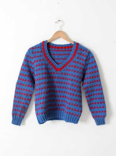 Vintage Vintage V-Neck Hand Knit Sweater