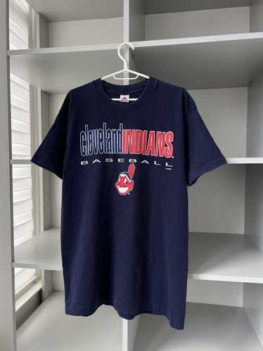 Vintage 90s Cotton Navy MLB Cleveland Indians T-Shirt - X-Large