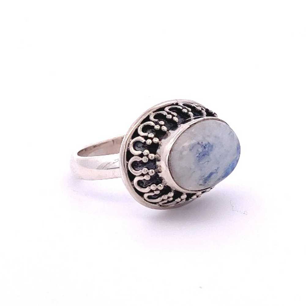 Oval Rainbow Moonstone Gemstone and Sterling Silv… - image 1