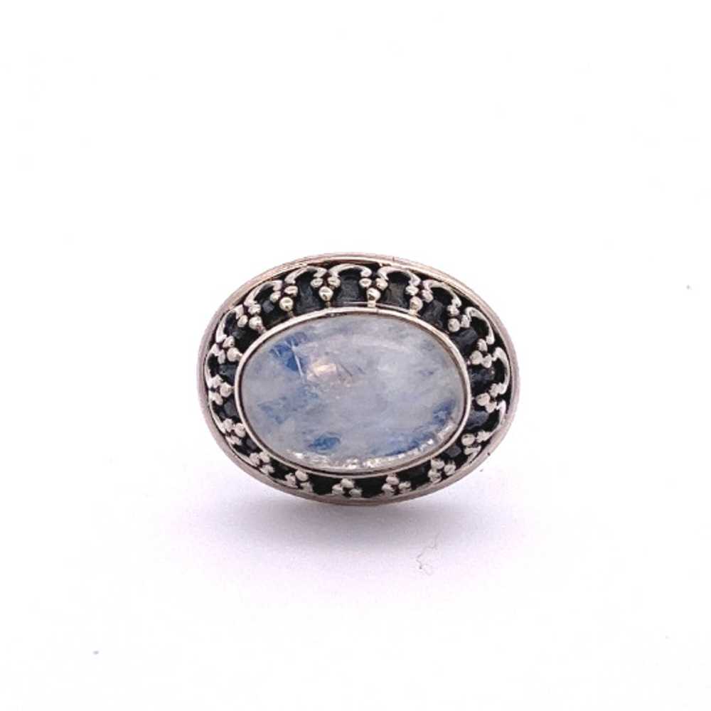 Oval Rainbow Moonstone Gemstone and Sterling Silv… - image 2