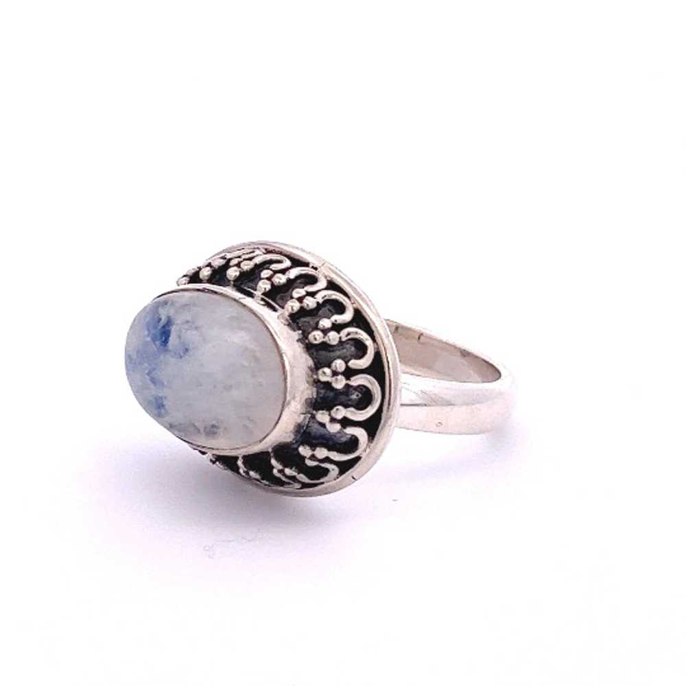 Oval Rainbow Moonstone Gemstone and Sterling Silv… - image 3