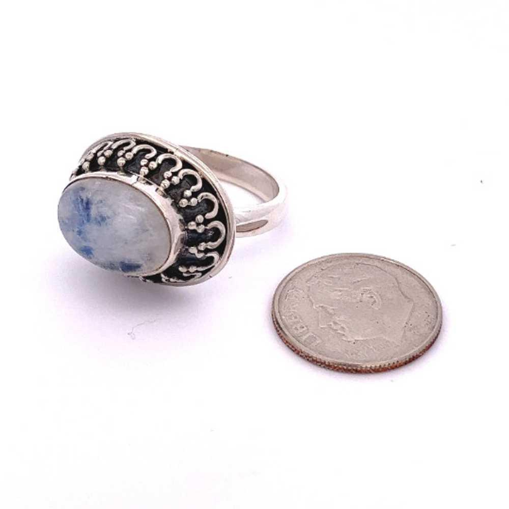Oval Rainbow Moonstone Gemstone and Sterling Silv… - image 5
