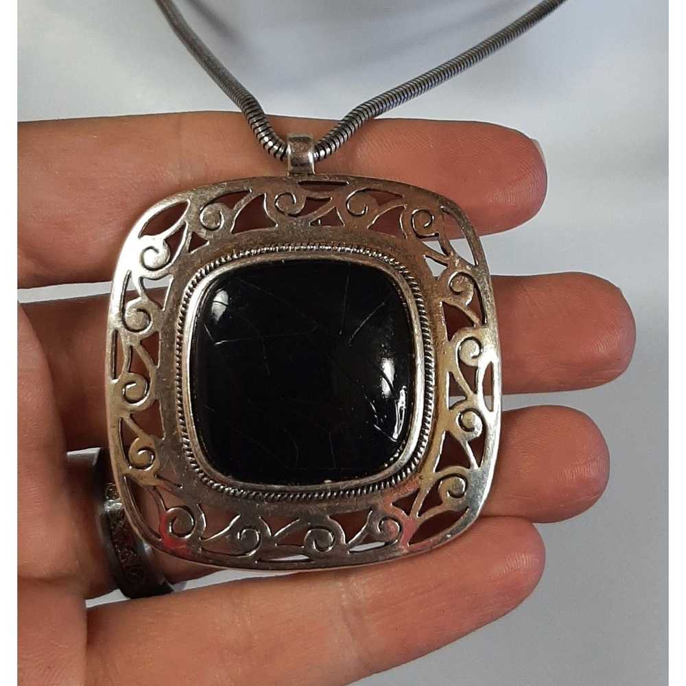 Other Funky Black And Silver Pendant Necklace - image 3