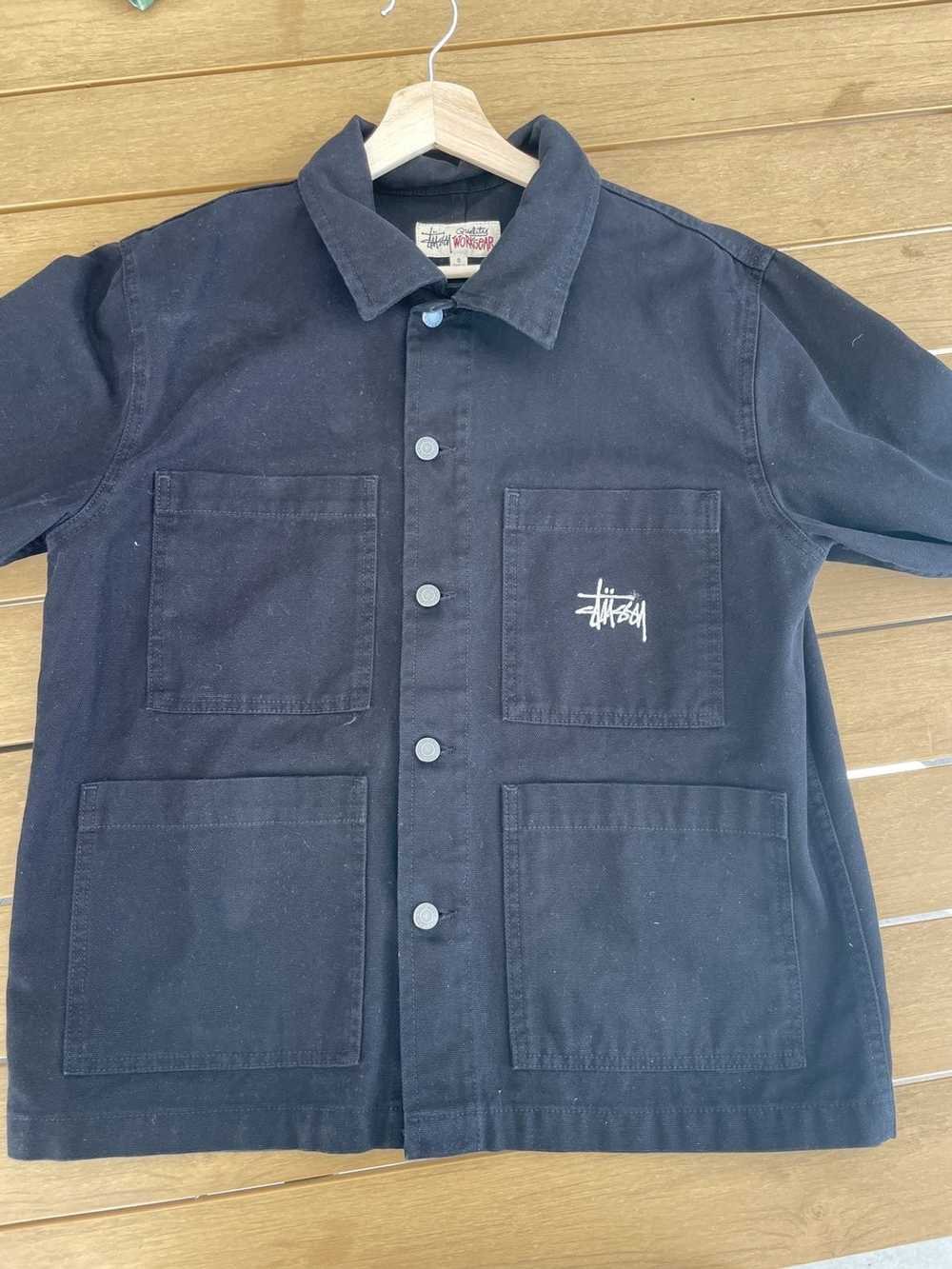 Stussy × Vintage Stussy black denim work jacket b… - image 1