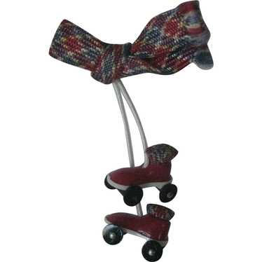Roller-skate bow early plastic celluloid dangle p… - image 1
