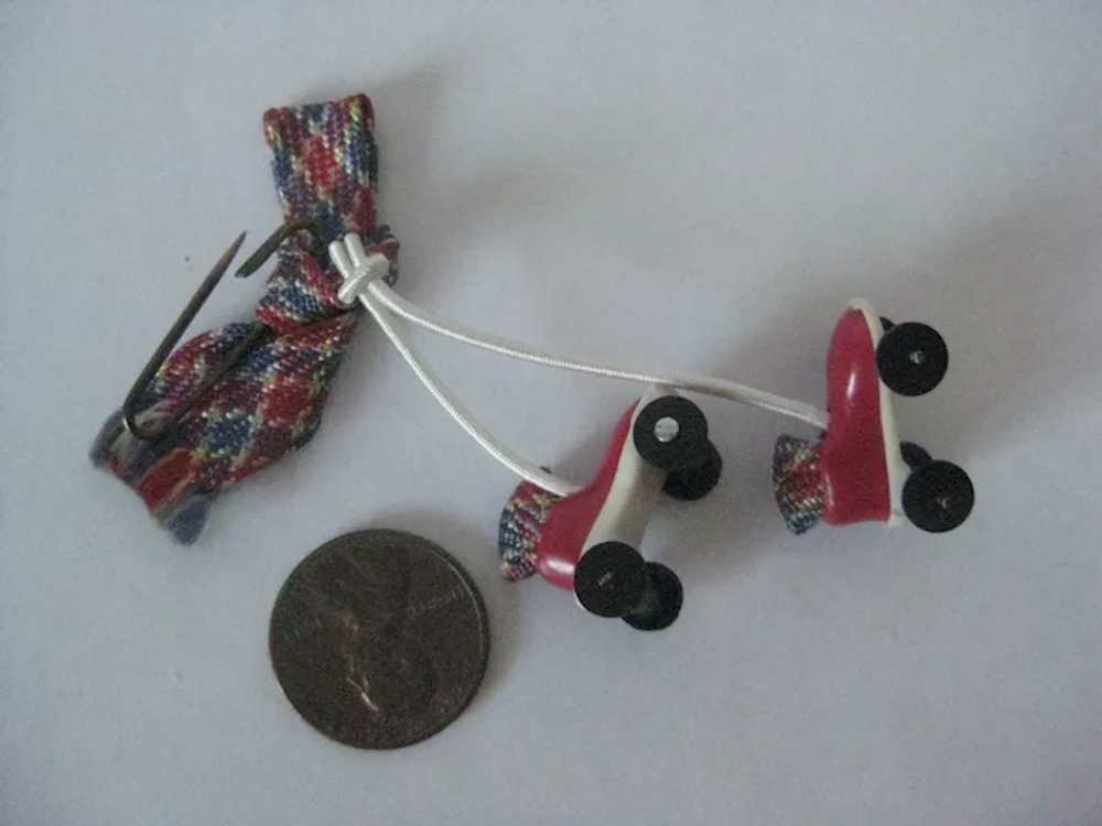 Roller-skate bow early plastic celluloid dangle p… - image 4