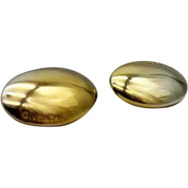 Vintage Givenchy Gold Plated Oval Clip Back Earri… - image 1