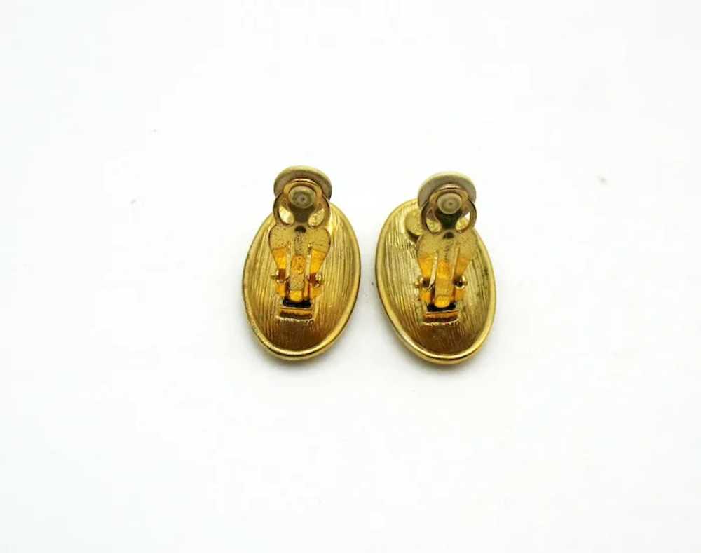 Vintage Givenchy Gold Plated Oval Clip Back Earri… - image 2