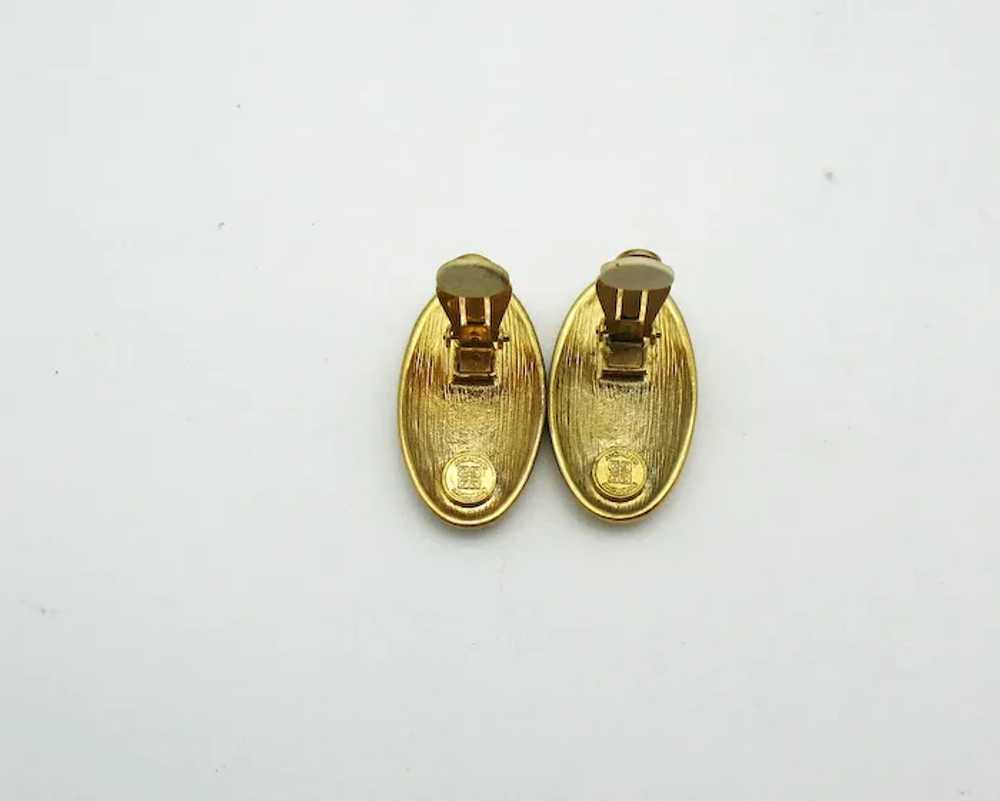 Vintage Givenchy Gold Plated Oval Clip Back Earri… - image 3