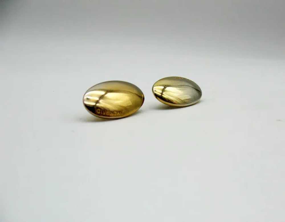 Vintage Givenchy Gold Plated Oval Clip Back Earri… - image 5