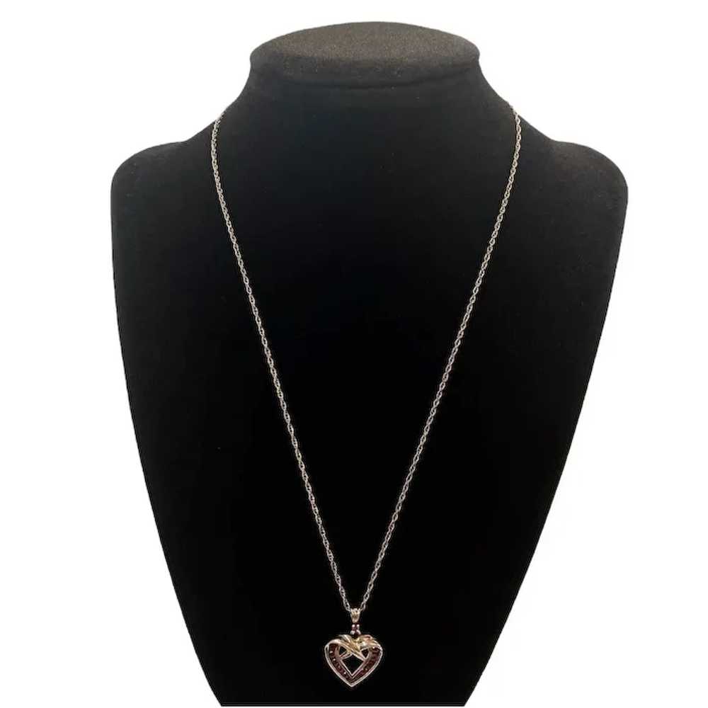 Vermeil Open Heart Pendant Necklace Rubies Gold S… - image 3