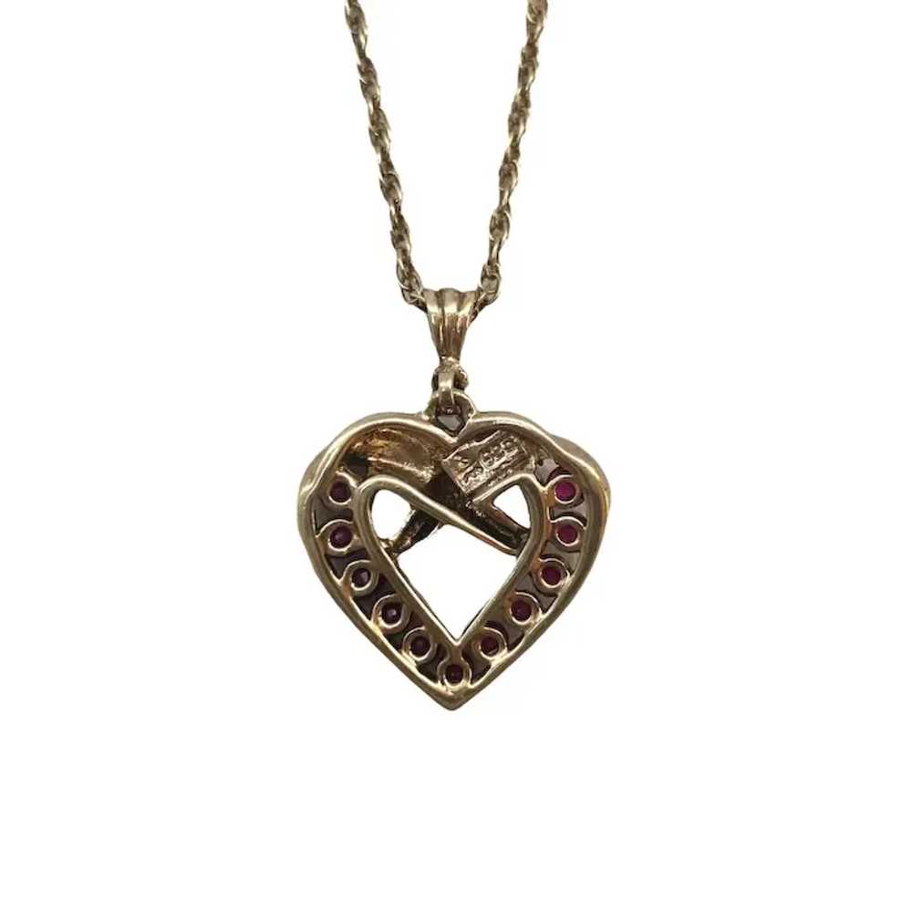 Vermeil Open Heart Pendant Necklace Rubies Gold S… - image 4