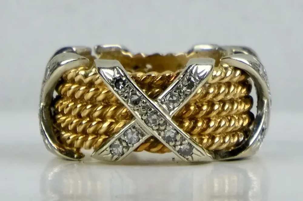 Stunning Wide 14K Gold Diamonds Band Ring - image 10