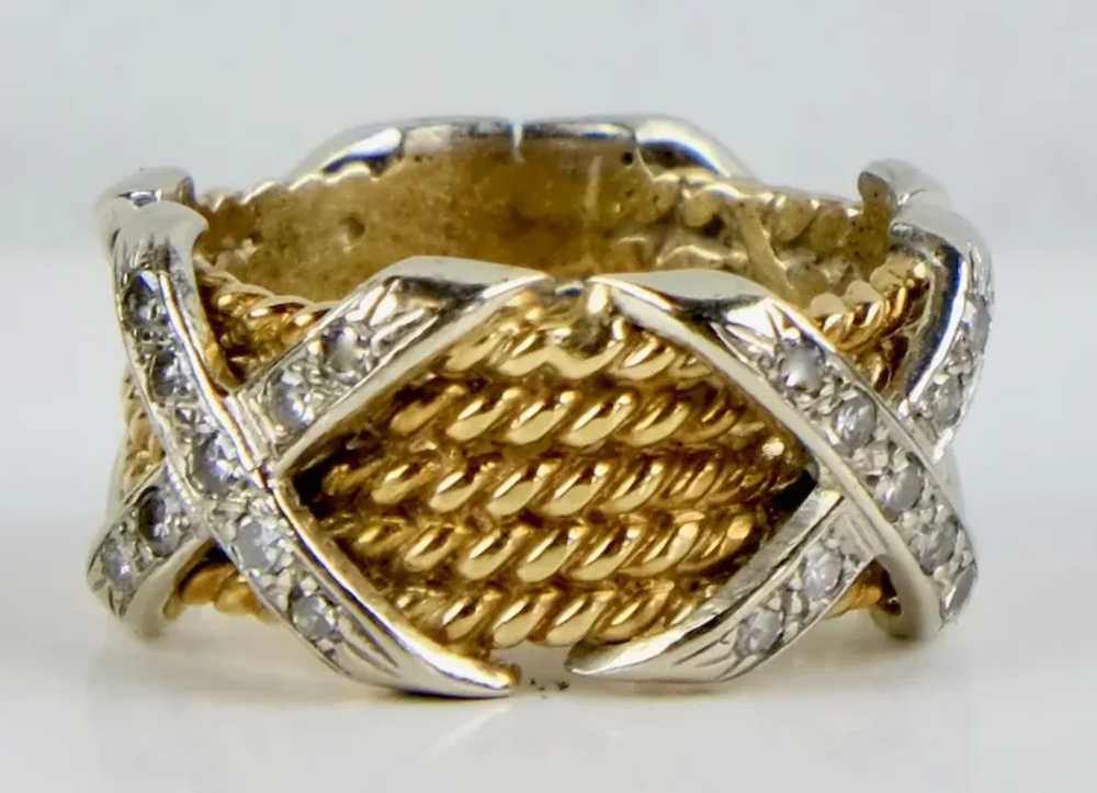 Stunning Wide 14K Gold Diamonds Band Ring - image 11