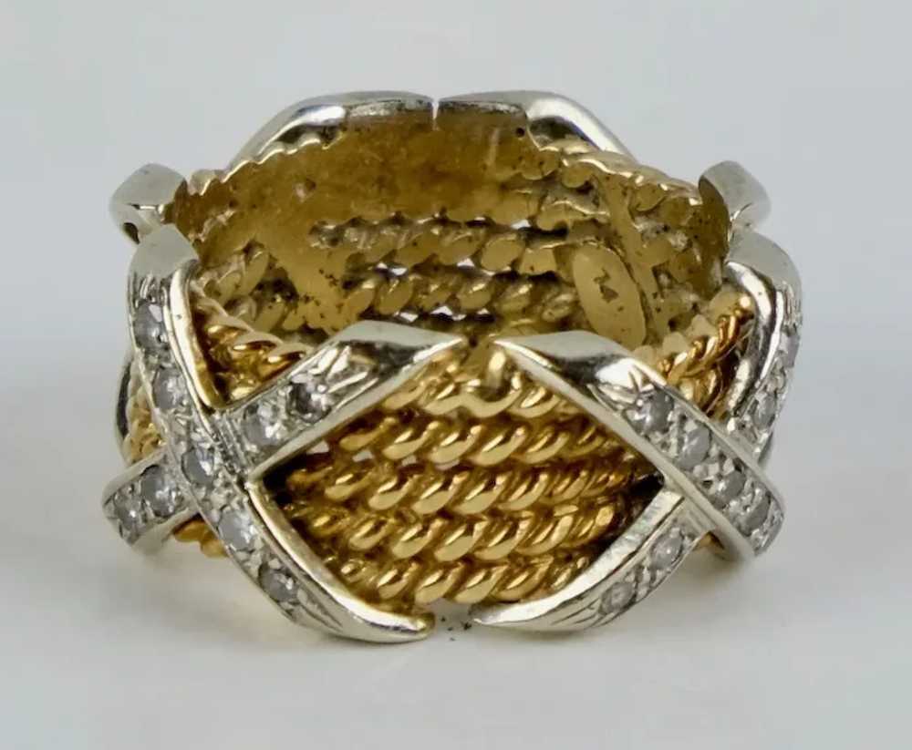 Stunning Wide 14K Gold Diamonds Band Ring - image 2