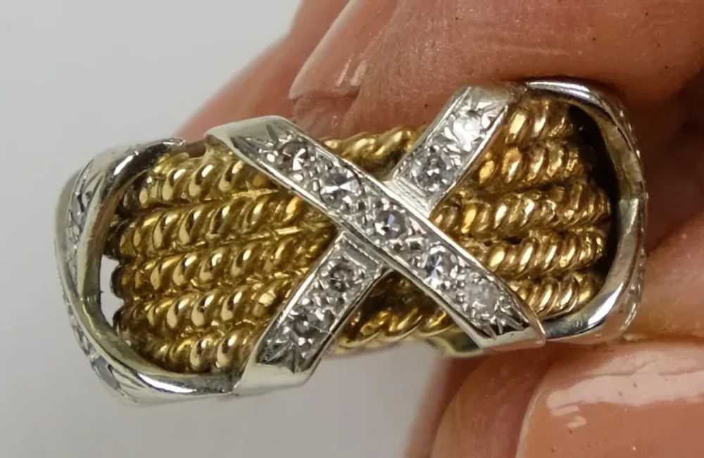 Stunning Wide 14K Gold Diamonds Band Ring - image 3