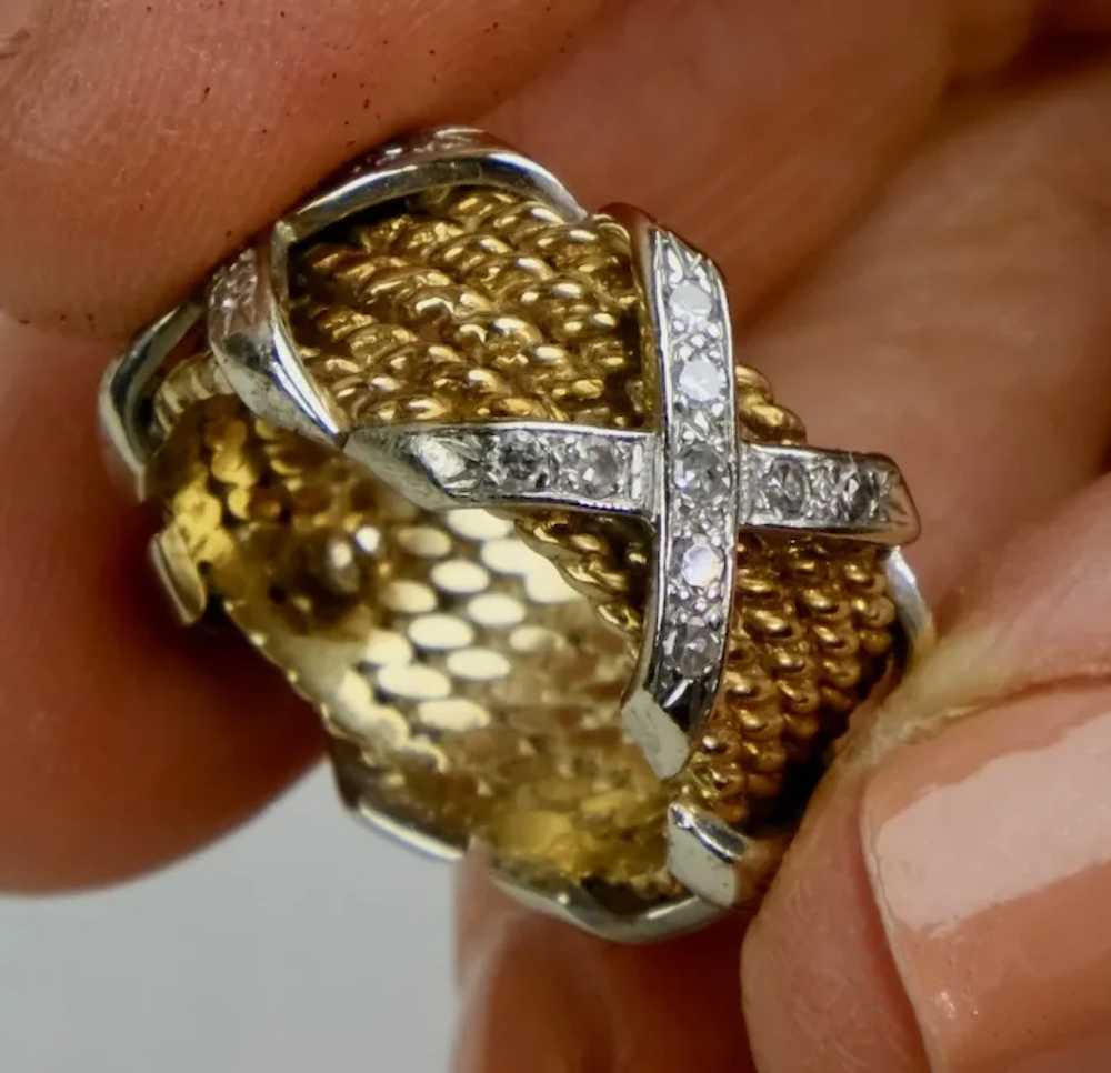 Stunning Wide 14K Gold Diamonds Band Ring - image 4