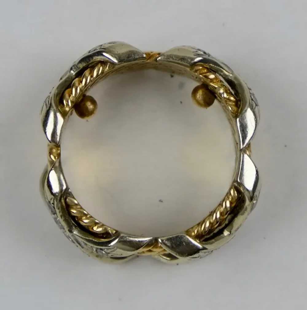 Stunning Wide 14K Gold Diamonds Band Ring - image 5