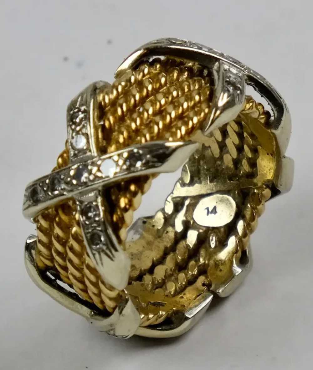 Stunning Wide 14K Gold Diamonds Band Ring - image 6