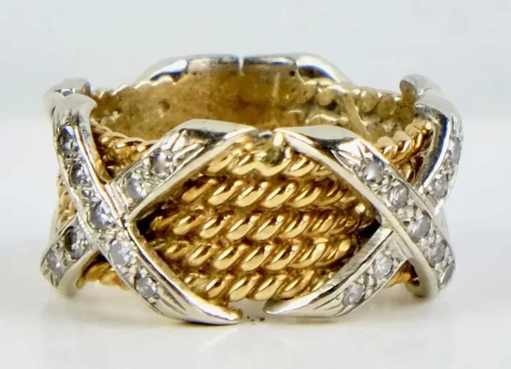 Stunning Wide 14K Gold Diamonds Band Ring - image 7